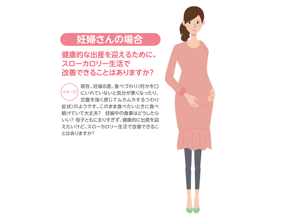 妊婦さんの場合 健康的な出産を迎えるために、スローカロリー生活で改善できることはありますか？